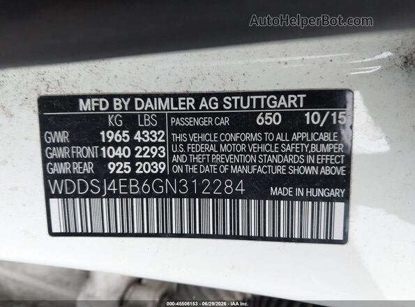WDDSJ4EB6GN312284 2016 MERCEDES-BENZ CLA 250 White ძრავის განყოფილების ხედი
