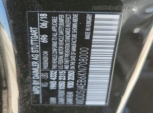 WDDSJ4EB6KN708000 2019 MERCEDES-BENZ CLA-CLASS Black Vista del compartimento del motor