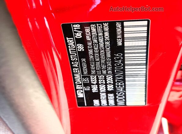WDDSJ4EB7KN703436 2019 MERCEDES-BENZ CLA-CLASS Красный Вид подкапотного пространства