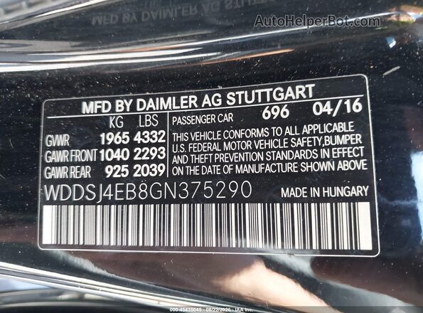 WDDSJ4EB8GN375290 2016 MERCEDES-BENZ CLA 250 Black Вид підкапотного простору