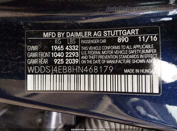 WDDSJ4EB8HN468179 2017 MERCEDES-BENZ CLA 250 Blue Vista del compartimento del motor