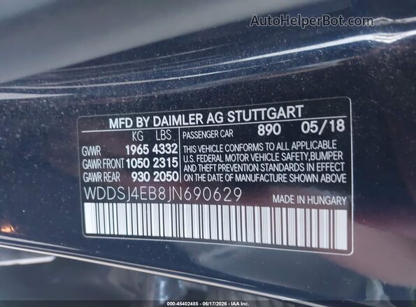 WDDSJ4EB8JN690629 2018 MERCEDES-BENZ CLA 250 Navy Engine compartment view