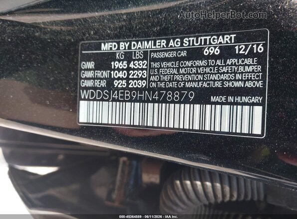 WDDSJ4EB9HN478879 2017 MERCEDES-BENZ CLA 250 Black Вид підкапотного простору