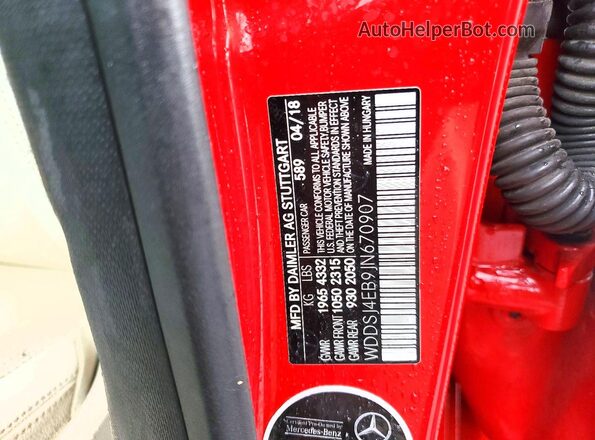 WDDSJ4EB9JN670907 2018 MERCEDES-BENZ CLA-CLASS Red 