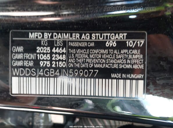 WDDSJ4GB4JN599077 2018 MERCEDES-BENZ CLA 250 Black 