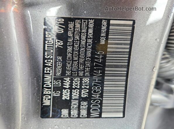 WDDSJ4GB7HN417446 2017 MERCEDES-BENZ CLA-CLASS Black Widok naklejki z numerem VIN