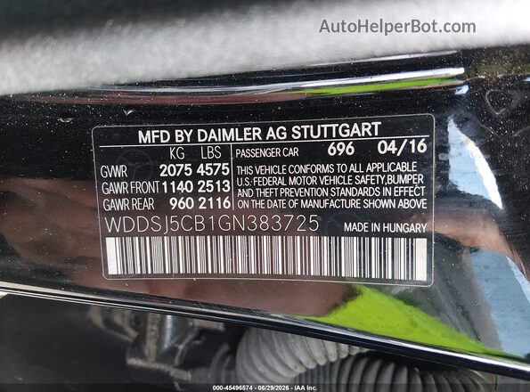 WDDSJ5CB1GN383725 2016 MERCEDES-BENZ AMG CLA 45 Черный Вид подкапотного пространства