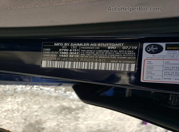 WDDUG8DB0LA502440 2020 MERCEDES-BENZ S Синий Вид подкапотного пространства