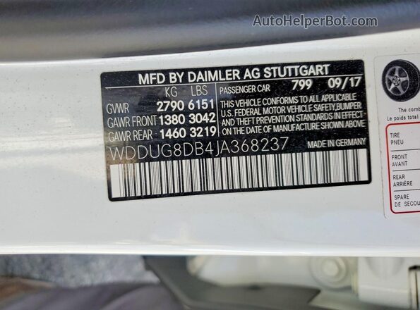 WDDUG8DB4JA368237 2018 MERCEDES-BENZ S White 