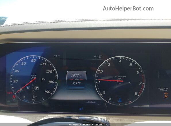 WDDUG8DB4KA438272 2019 MERCEDES-BENZ S-CLASS White Vista de los asientos traseros