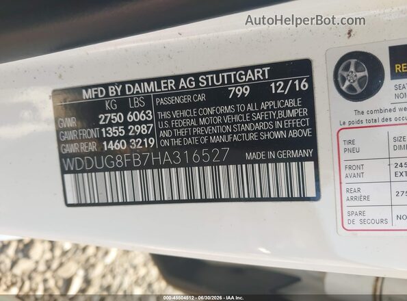 WDDUG8FB7HA316527 2017 MERCEDES-BENZ S-CLASS White Widok komory silnika