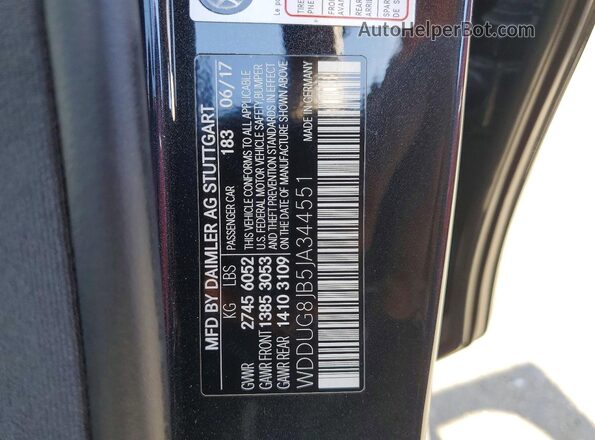 WDDUG8JB5JA344551 2018 MERCEDES-BENZ S Черный Вид наклейки с VIN-кодом
