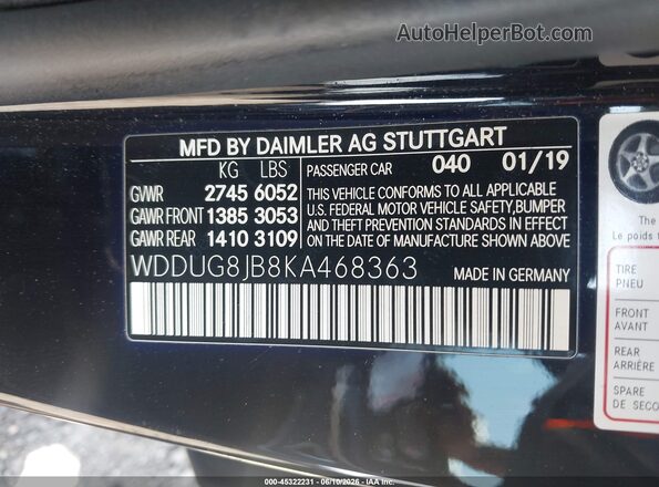 WDDUG8JB8KA468363 2019 MERCEDES-BENZ AMG S 63 Black Vista del compartimento del motor