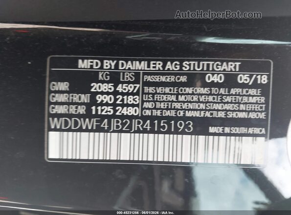 WDDWF4JB2JR415193 2018 MERCEDES-BENZ C-CLASS Black Widok komory silnika