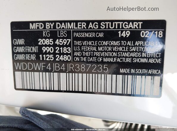 WDDWF4JB4JR387235 2018 MERCEDES-BENZ C-CLASS White Engine compartment view