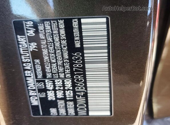 WDDWF4JB6GR178636 2016 MERCEDES-BENZ C Brown 