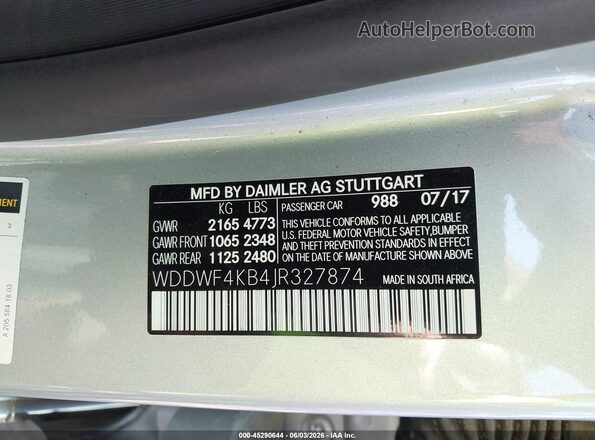 WDDWF4KB4JR327874 2018 MERCEDES-BENZ C-CLASS Silver Vista del compartimento del motor