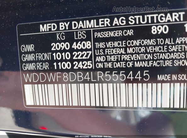 WDDWF8DB4LR555445 2020 MERCEDES-BENZ C-CLASS Dark Blue Engine compartment view