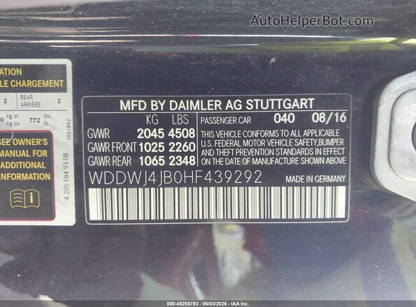 WDDWJ4JB0HF439292 2017 MERCEDES-BENZ C-CLASS Black Շարժիչի բաժամունքի տեսք