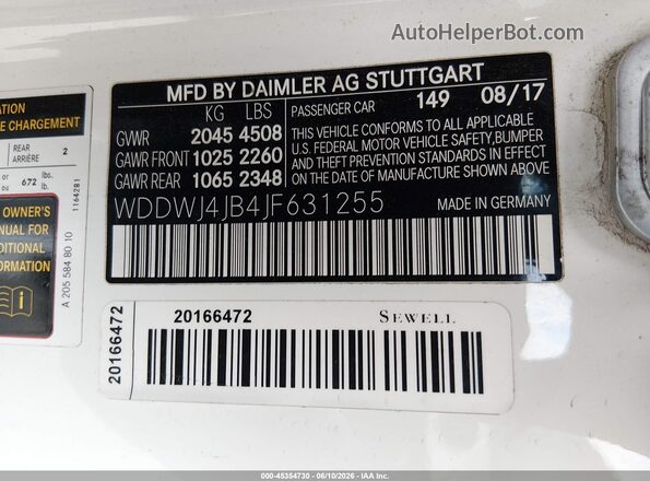 WDDWJ4JB4JF631255 2018 MERCEDES-BENZ C-CLASS Белый Вид подкапотного пространства