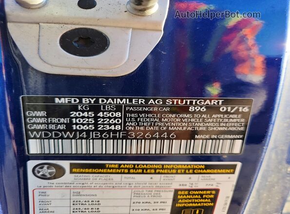 WDDWJ4JB6HF326446 2017 MERCEDES-BENZ C Blue 