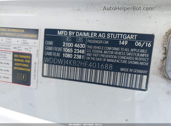 WDDWJ4KB2HF401688 2017 MERCEDES-BENZ C-CLASS White Շարժիչի բաժամունքի տեսք