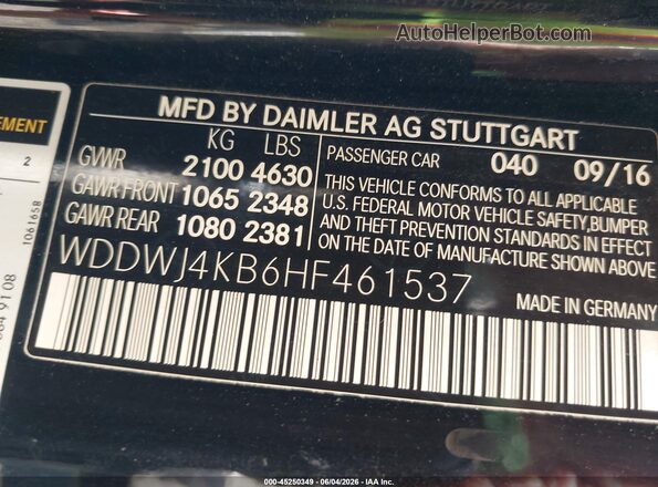 WDDWJ4KB6HF461537 2017 MERCEDES-BENZ C-CLASS Black Вид підкапотного простору