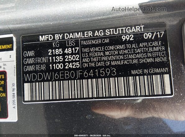 WDDWJ6EB0JF641593 2018 MERCEDES-BENZ AMG C 43 Silver Vista del compartimento del motor