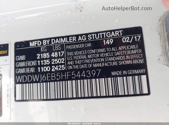 WDDWJ6EB5HF544397 2017 MERCEDES-BENZ AMG C 43 White Widok komory silnika