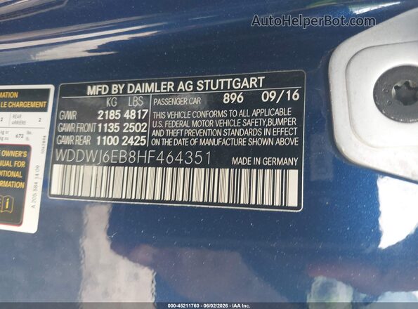 WDDWJ6EB8HF464351 2017 MERCEDES-BENZ AMG C 43 Blue Vista del compartimento del motor
