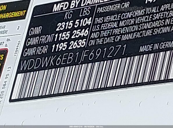WDDWK6EB1JF691271 2018 MERCEDES-BENZ AMG C 43 Белый Вид подкапотного пространства