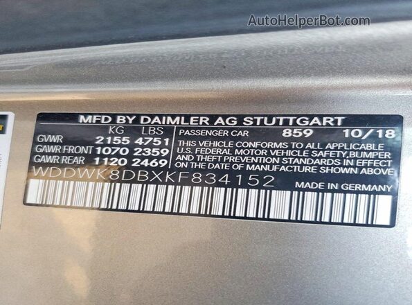 WDDWK8DBXKF834152 2019 MERCEDES-BENZ C Gray Vista del compartimento del motor