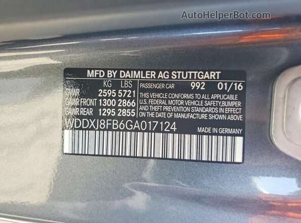 WDDXJ8FB6GA017124 2016 MERCEDES-BENZ S Gray Շարժիչի բաժամունքի տեսք