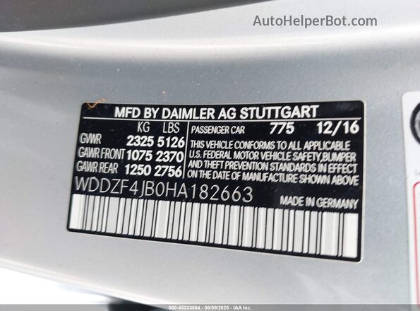 WDDZF4JB0HA182663 2017 MERCEDES-BENZ E-CLASS Silver Engine compartment view