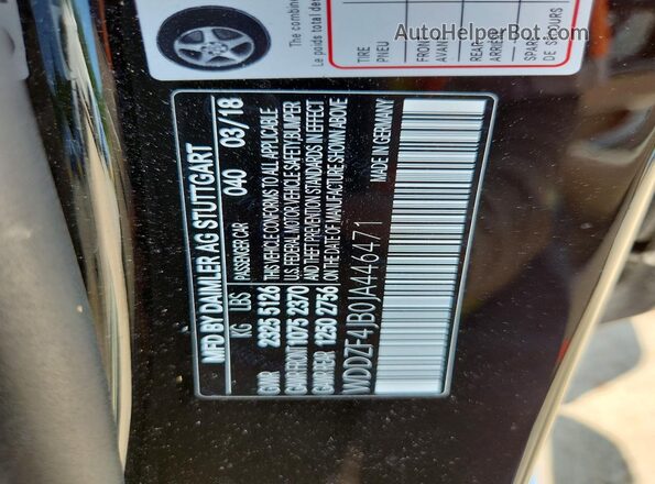 WDDZF4JB0JA446471 2018 MERCEDES-BENZ E Black VIN կոդի պիտակի տեսք