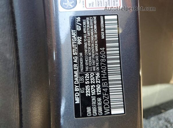 WDDZF4JB1HA078604 2017 MERCEDES-BENZ E Gray Engine compartment view