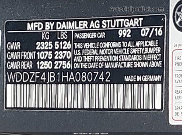 WDDZF4JB1HA080742 2017 MERCEDES-BENZ E-CLASS Gray Vista del compartimento del motor