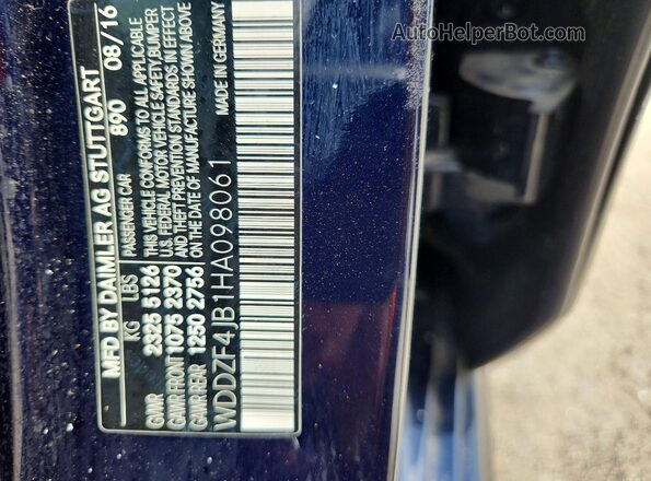 WDDZF4JB1HA098061 2017 MERCEDES-BENZ E Blue Engine compartment view