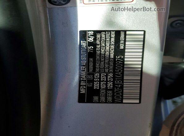 WDDZF4JB1KA500975 2019 MERCEDES-BENZ E Silver Widok komory silnika