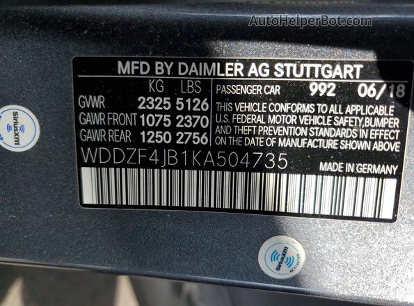 WDDZF4JB1KA504735 2019 MERCEDES-BENZ E Gray ძრავის განყოფილების ხედი