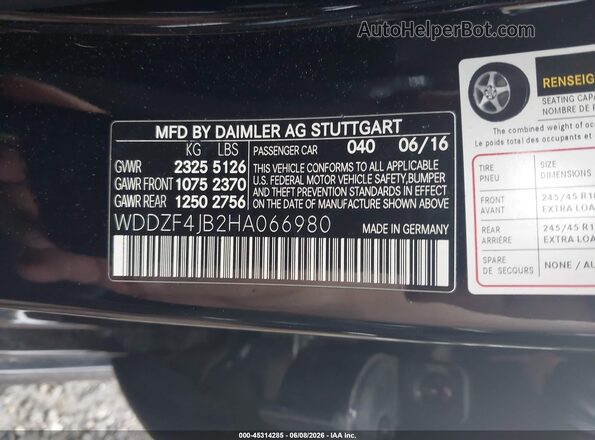 WDDZF4JB2HA066980 2017 MERCEDES-BENZ E-CLASS Black Вид підкапотного простору