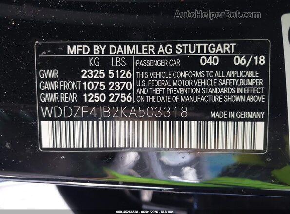 WDDZF4JB2KA503318 2019 MERCEDES-BENZ E-CLASS Black Вид підкапотного простору