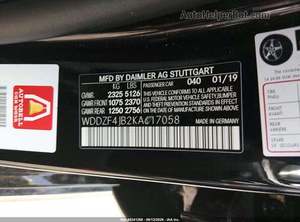 WDDZF4JB2KA617058 2019 MERCEDES-BENZ E-CLASS Black Engine compartment view