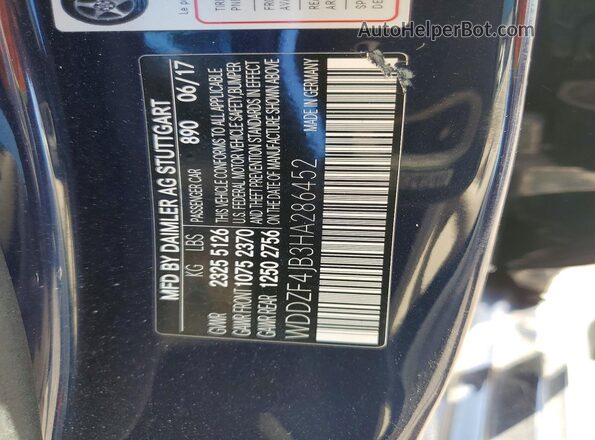 WDDZF4JB3HA286452 2017 MERCEDES-BENZ E Blue Вид підкапотного простору