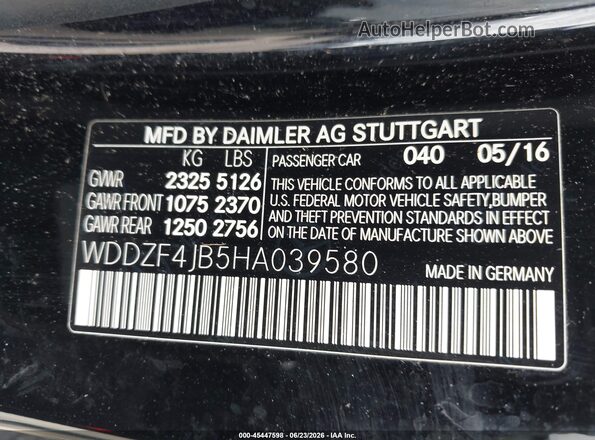 WDDZF4JB5HA039580 2017 MERCEDES-BENZ E-CLASS Black Вид підкапотного простору
