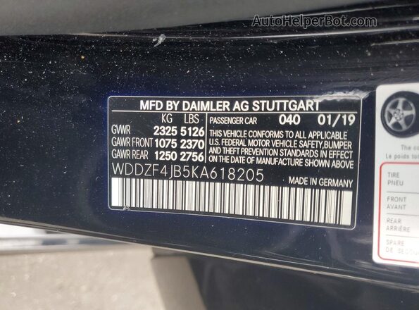 WDDZF4JB5KA618205 2019 MERCEDES-BENZ E Black Вид підкапотного простору