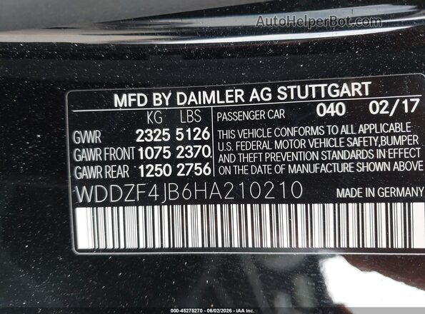 WDDZF4JB6HA210210 2017 MERCEDES-BENZ E-CLASS Черный Вид подкапотного пространства
