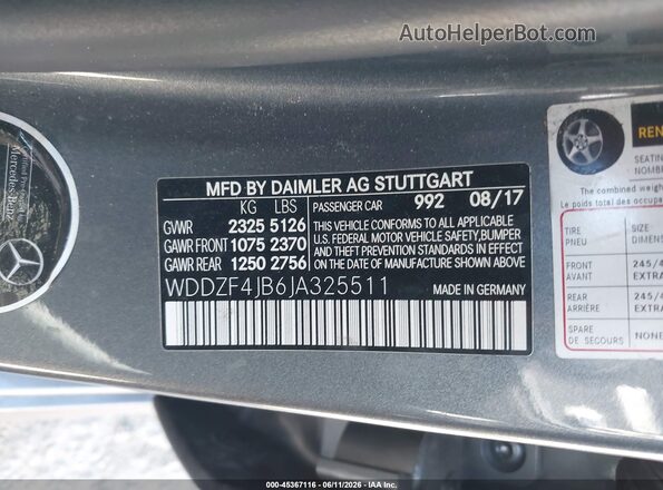 WDDZF4JB6JA325511 2018 MERCEDES-BENZ E-CLASS Серый Вид подкапотного пространства