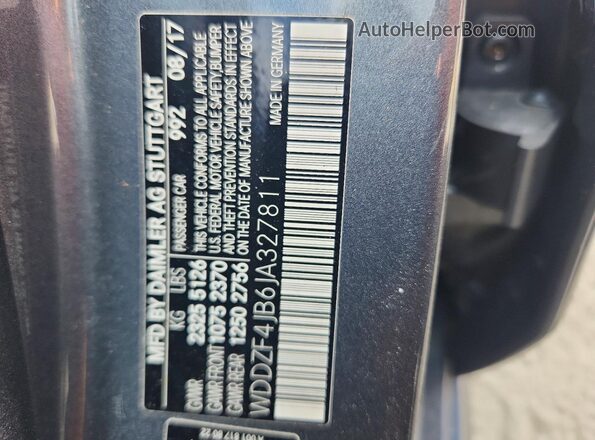 WDDZF4JB6JA327811 2018 MERCEDES-BENZ E Gray VIN sticker view