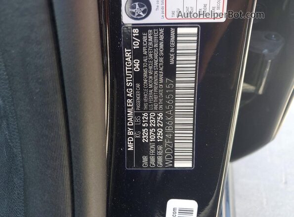 WDDZF4JB6KA565157 2019 MERCEDES-BENZ E Черный Вид наклейки с VIN-кодом